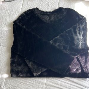 Zara sweater| Faux Fur Cropped Sweater Top